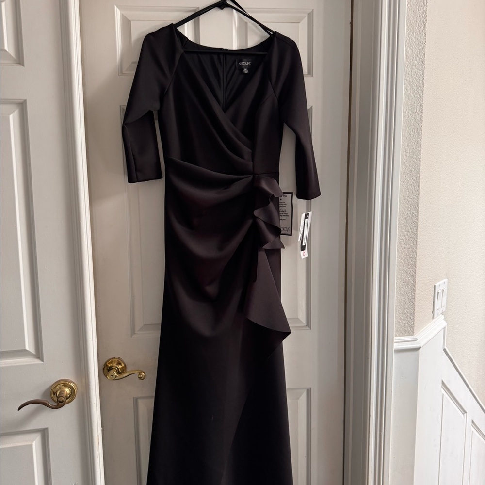 Xscape Black Long Sleeve Gown